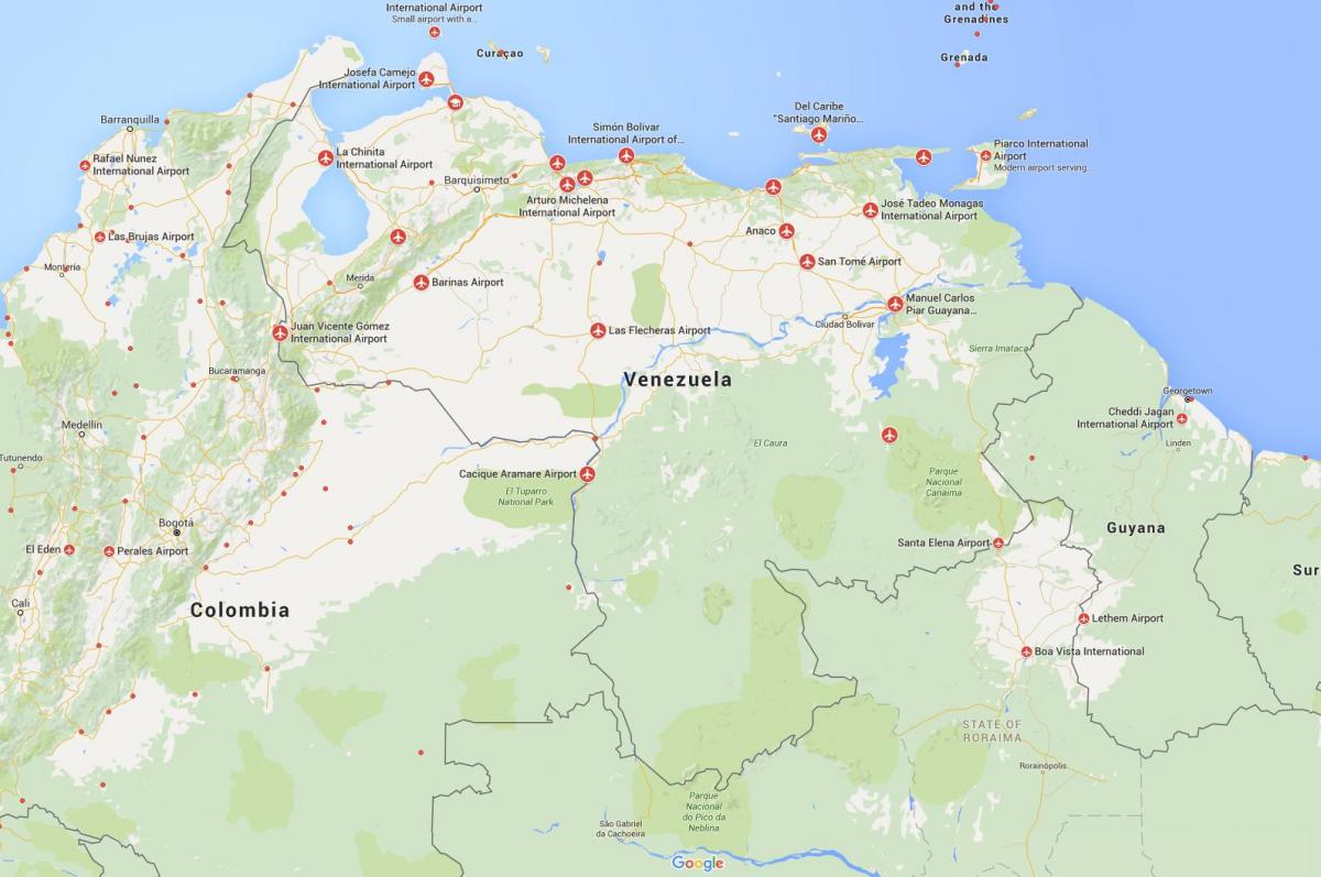 zemljevid letališča venezuela