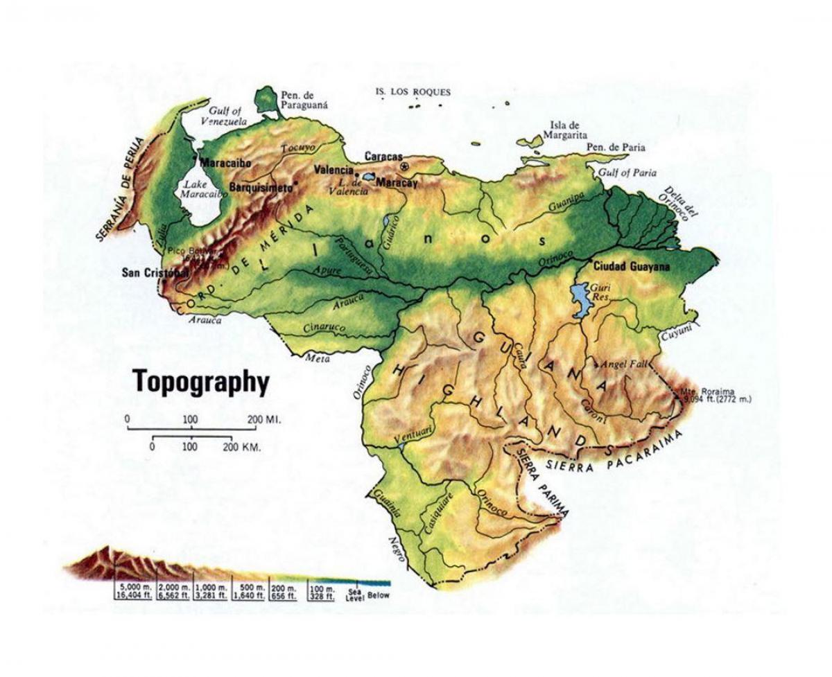 zemljevid venezuela topografske