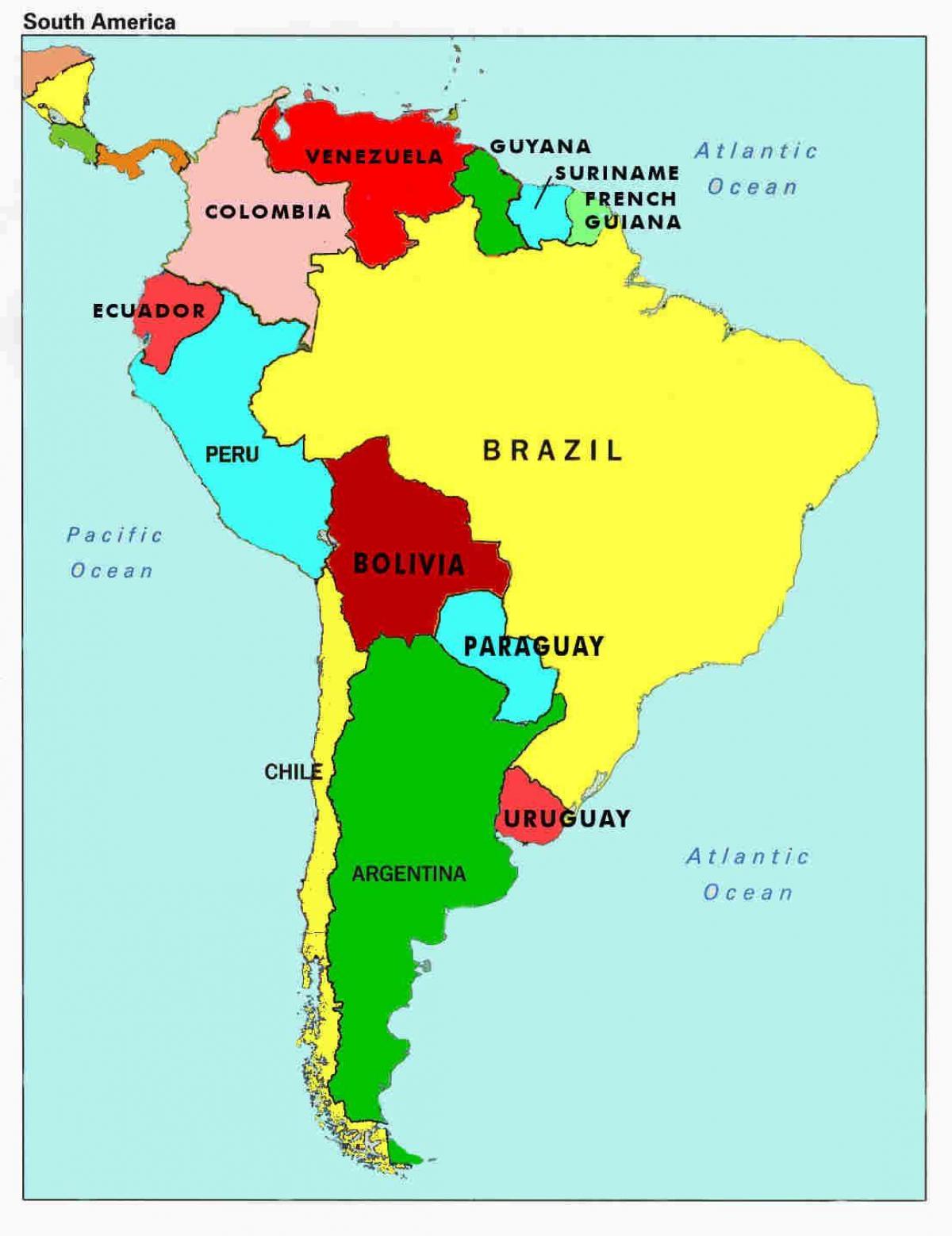 zemljevid venezuela in okoliških državah