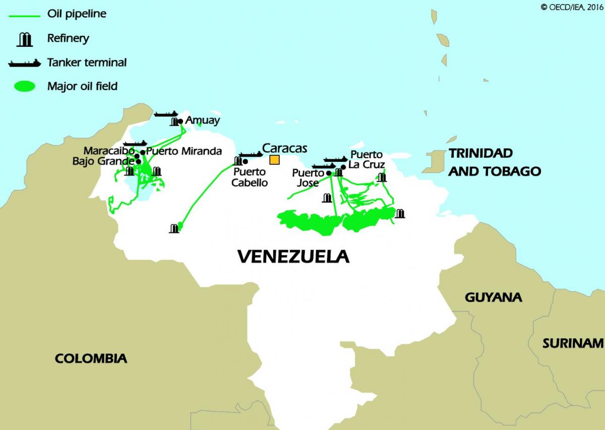 venezuela rezerve nafte zemljevid