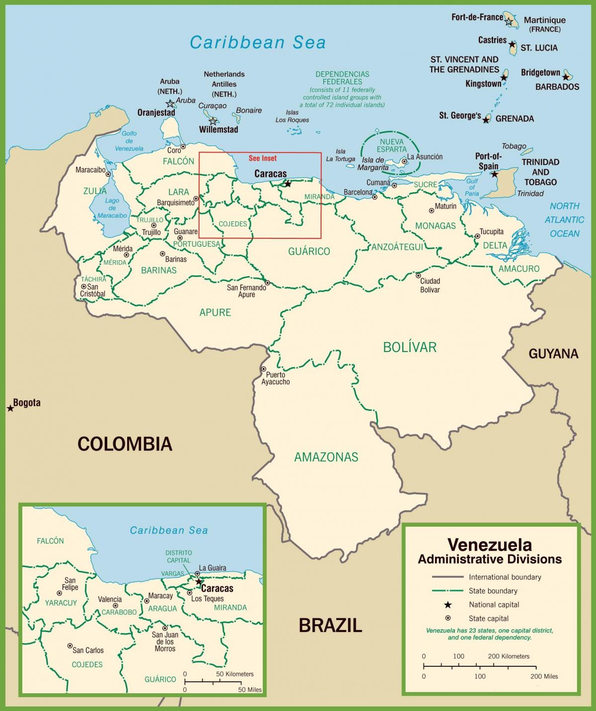 zemljevid venezuela politične