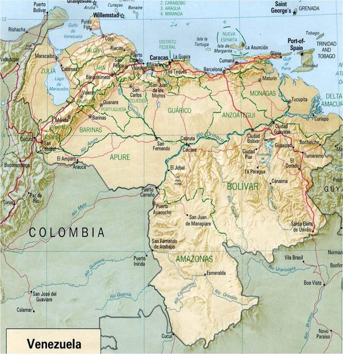 zemljevid venezuela reke