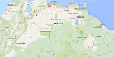 Zemljevid letališča venezuela